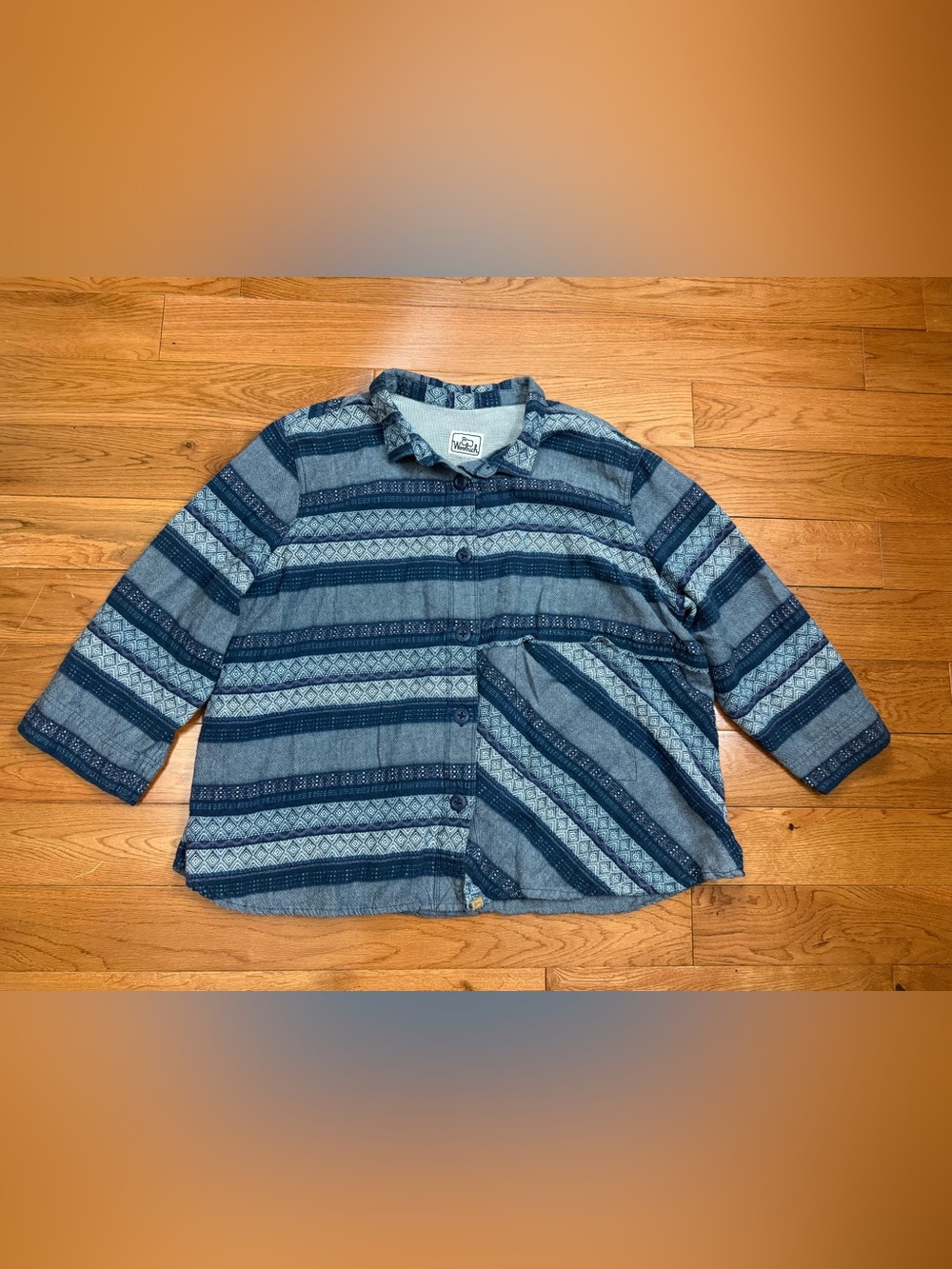 Vintage Woolrich 3/4 Sleeve 100% Organic Cotton Jacquard Shacket